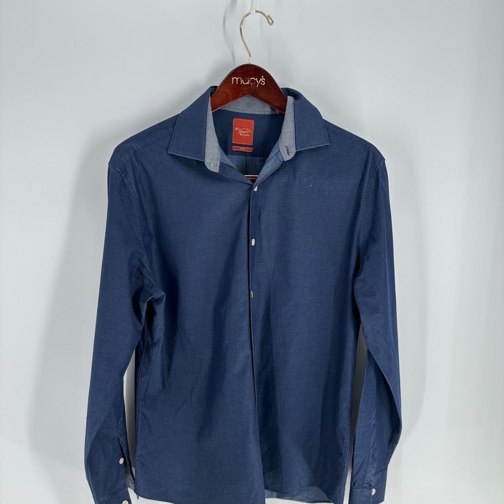 Original Penguin By Munsingwear Slim Fit Button-Up Dress Shirt Blue Size (34/35)